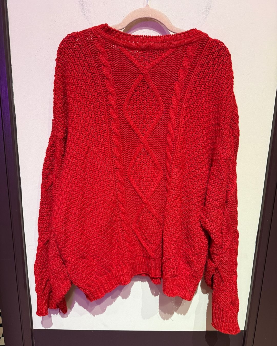 VINTAGE Tony Lambert Red Cotton Cable Sweater (4XL)