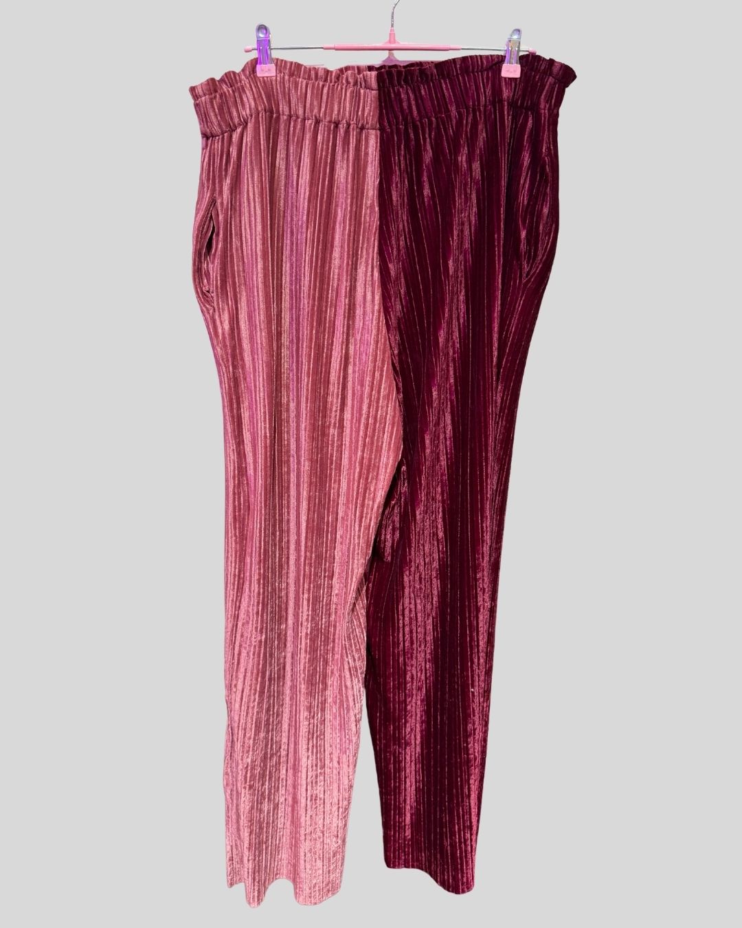 Tamara Malas Pink Velvet Coloblocked Pilot Pants (10/12 fits XL)