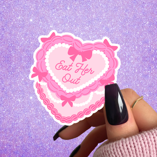 Pretty Toxic Stickers - Coquette Heart Cake Sticker, Eat Her Out, Cute Vulgar Decals: Matte / 2”