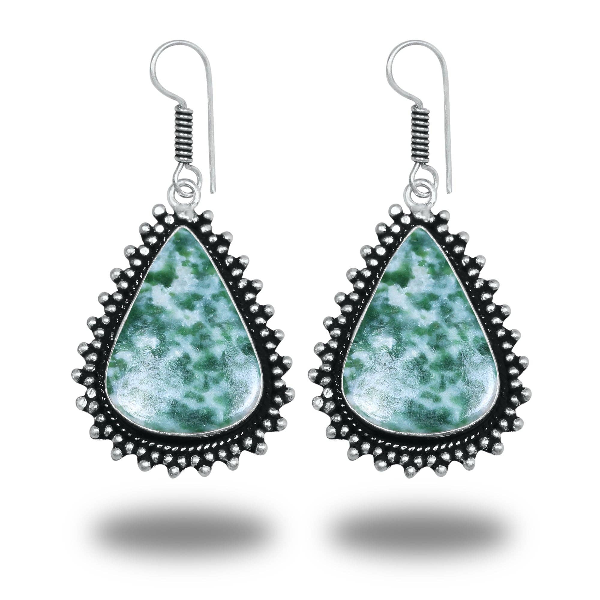 Boho Designer Earrings – Silver-Plated, Handmade, Assorted Gemstones | Wholesale: Pack of 20
