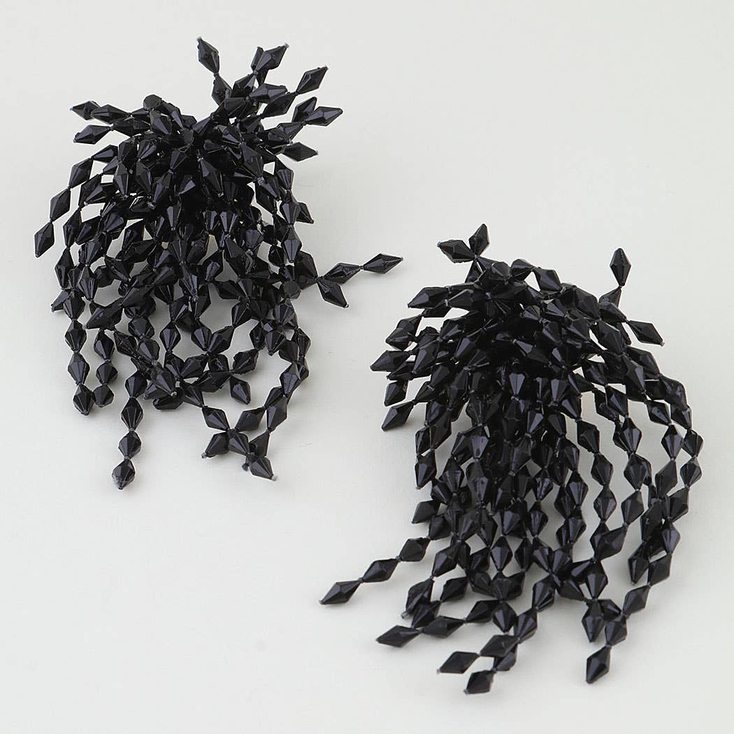 Polished Diamond Crystal Beaded Earrings: RD
