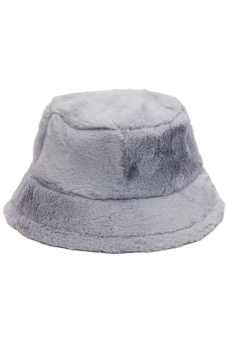 Cap Zone - Oversized Fluffy Faux Fur Bucket Hat