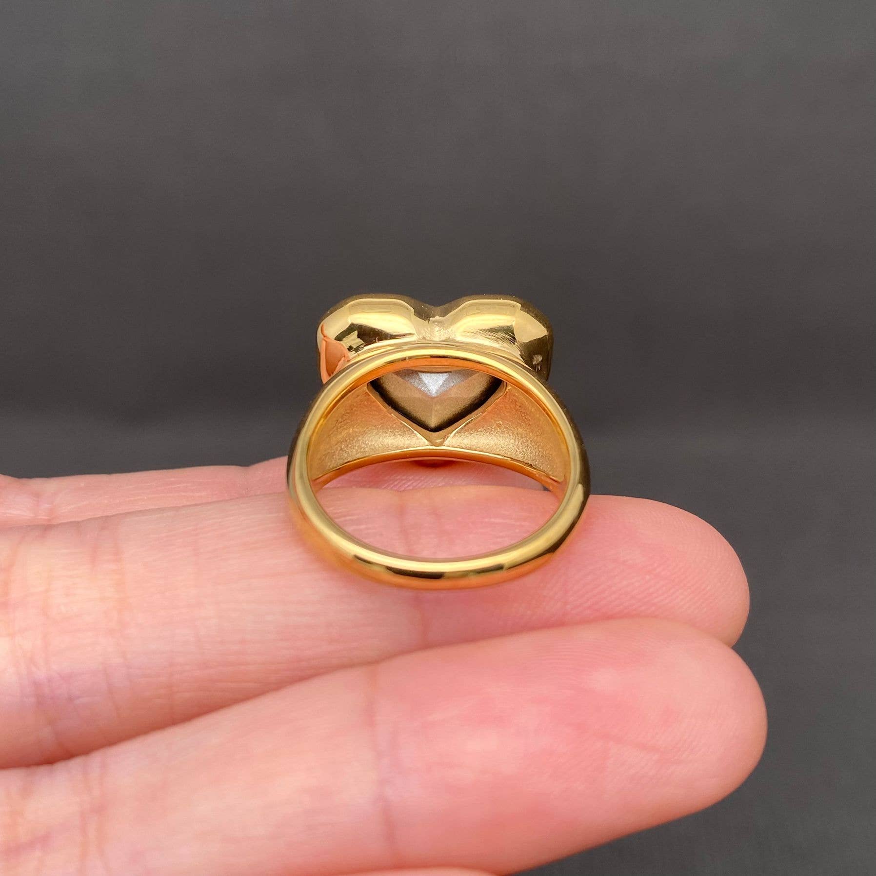 Heart Zircon 18K Gold Plated Stainless Steel Ring - FGS: Pink