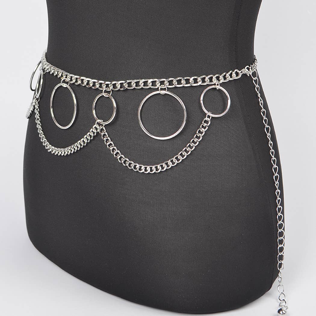 Multi O Ring Layered Chain Belt: Gold