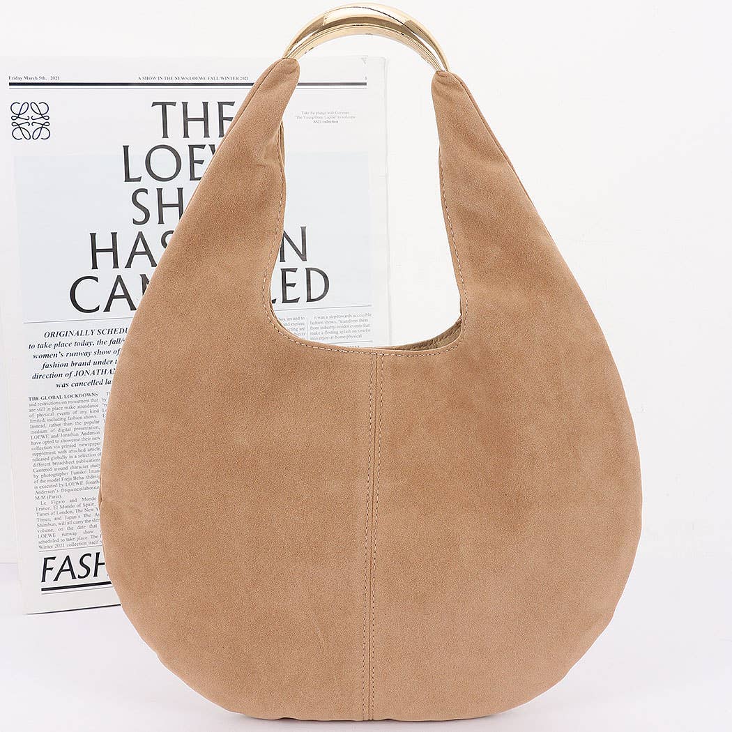 Faux Blk Suede Leather Hobo Bag: BK