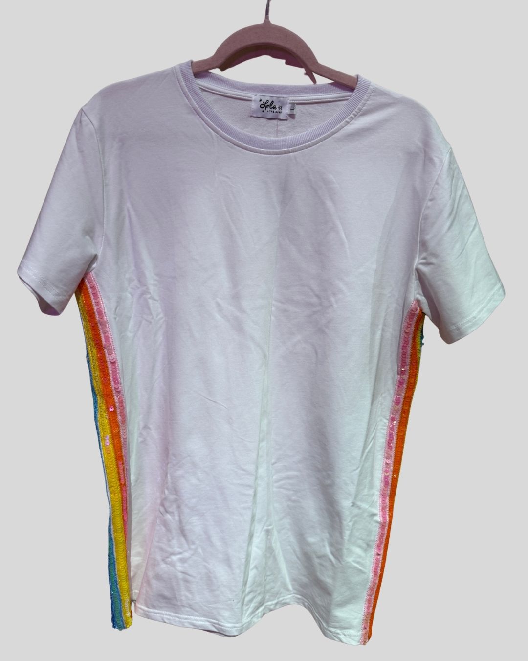 Lola & The Boys White Sequin Tee (L)