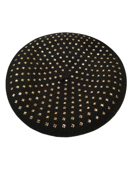 Brown Beret with Square Golden Studs