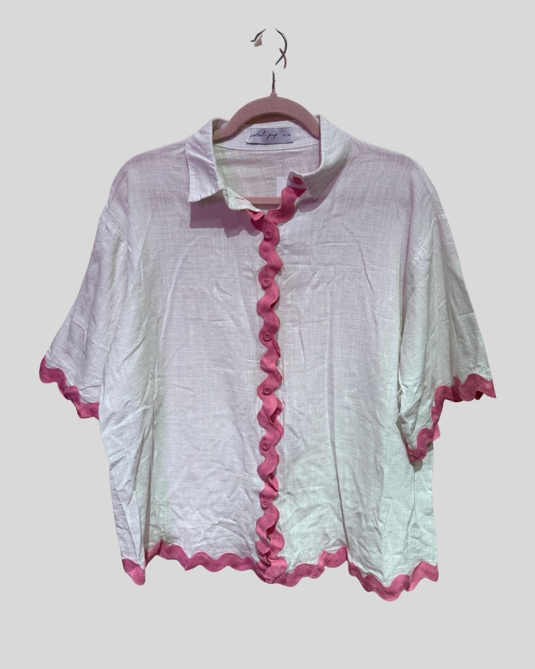 Petal & Pup white pink ribbon top (L)