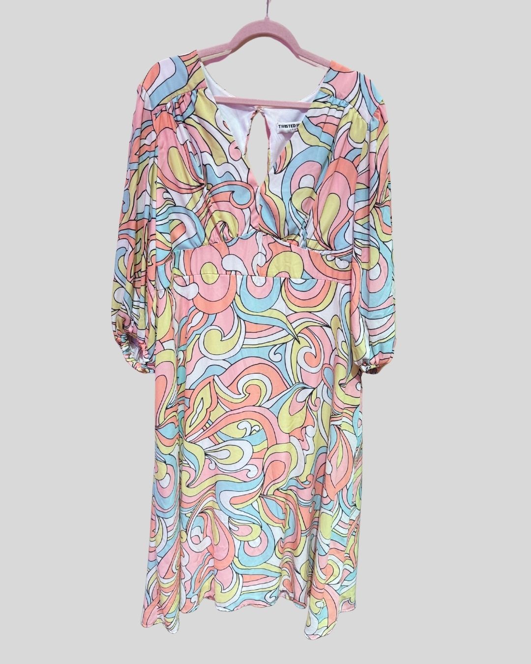 Twisted Wunder Pastel Swirly Print Dress (US20)