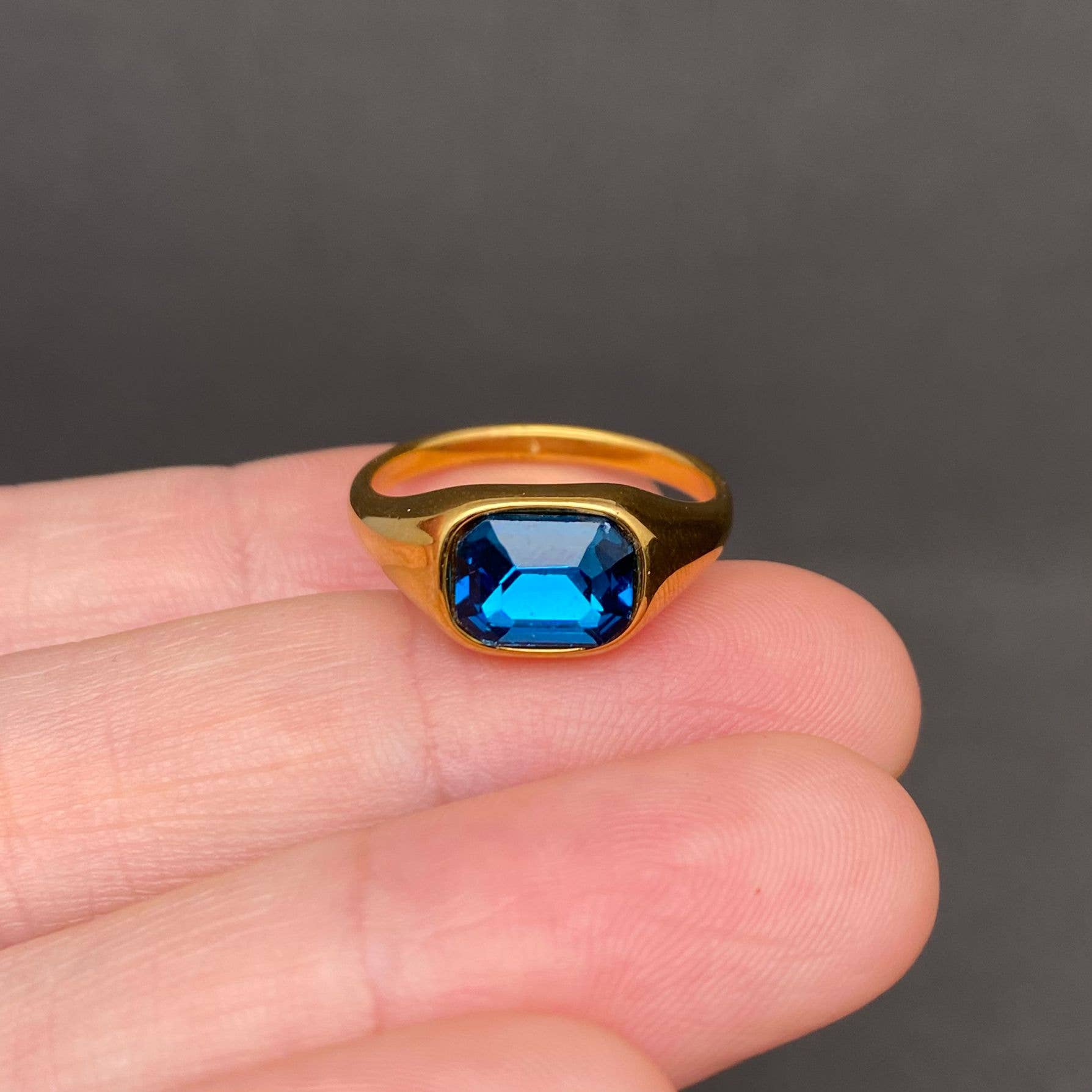 Zircon inlaid  18K Gold Plated Stainless Steel Ring - FGS: Purple / 10