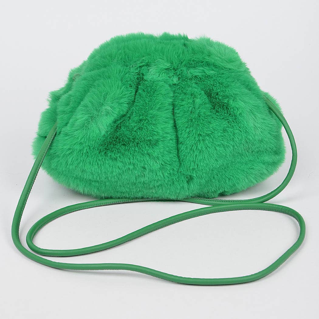Faux Fur Crossbody Bag: Green