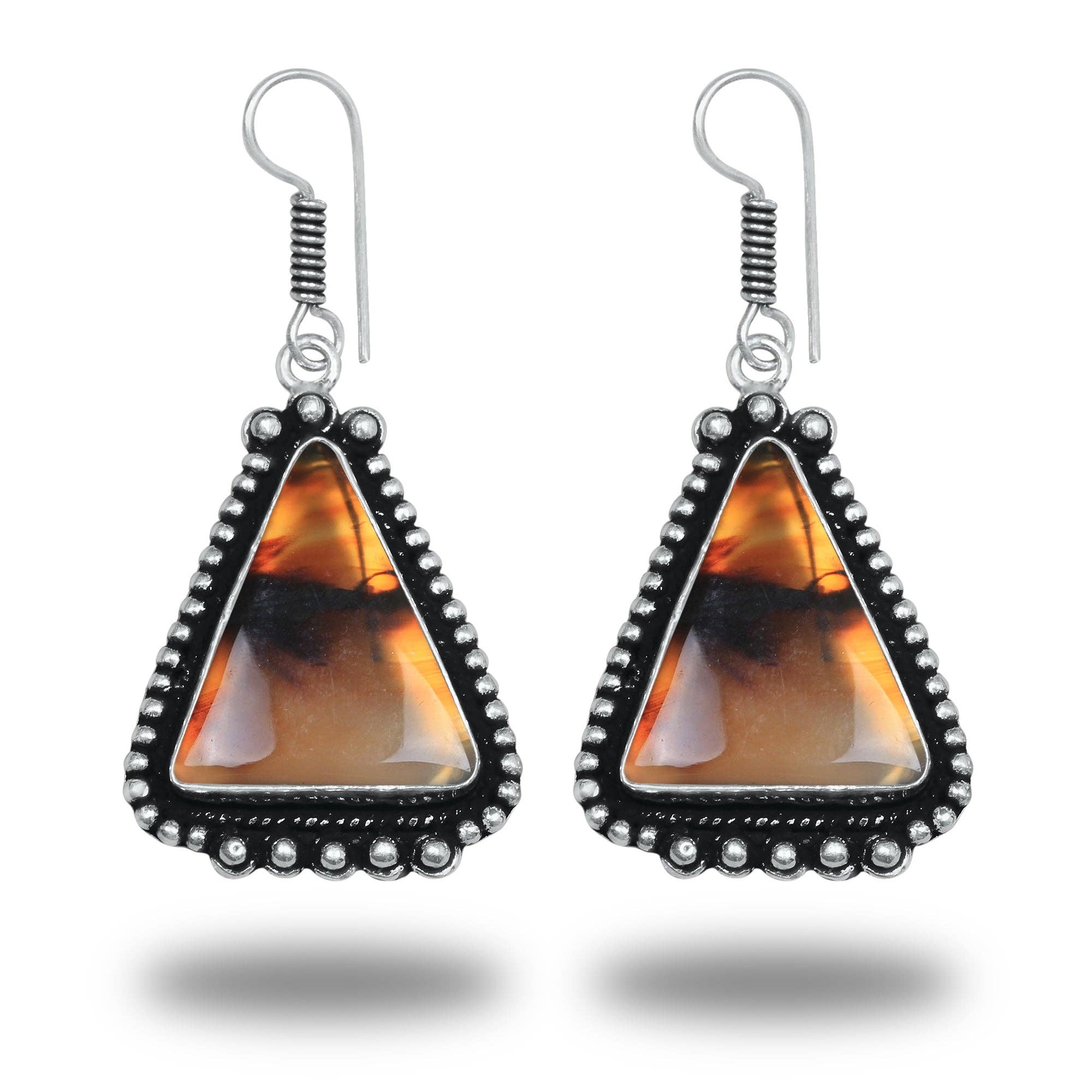 Boho Designer Earrings – Silver-Plated, Handmade, Assorted Gemstones | Wholesale: Pack of 20