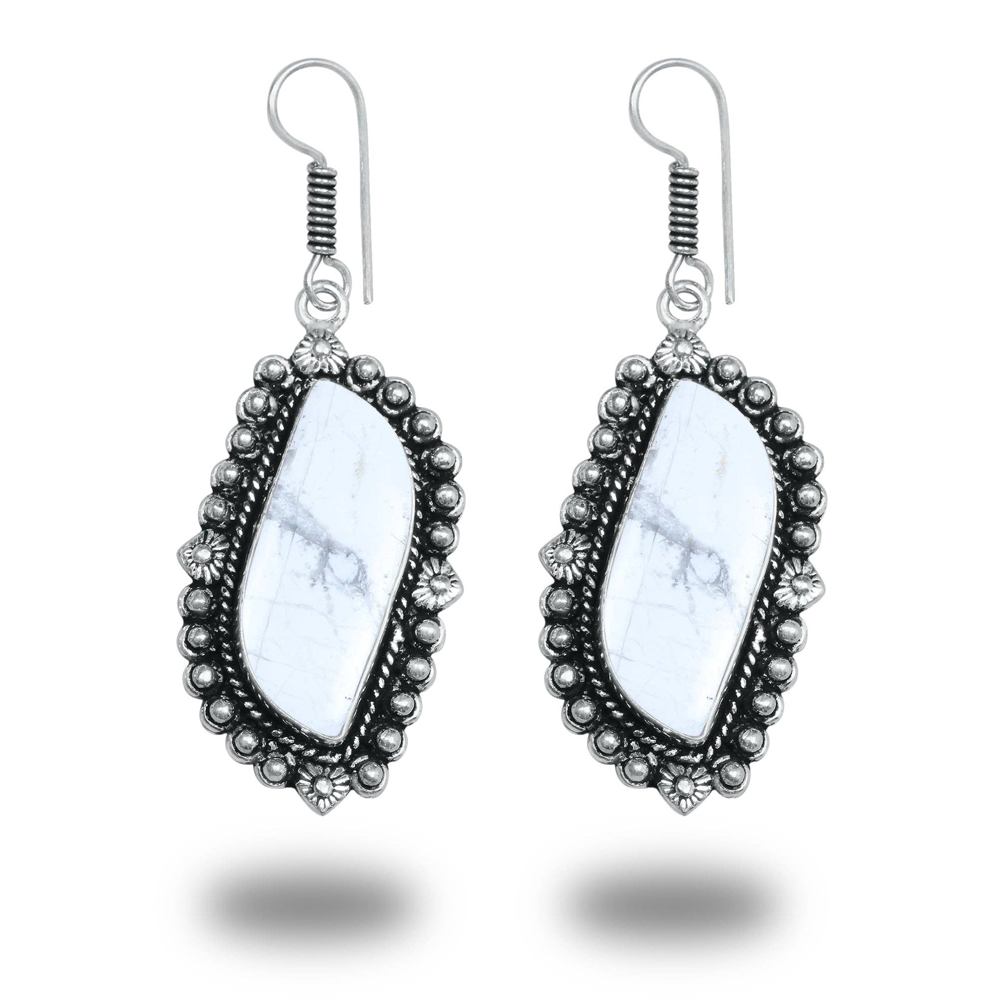 Boho Designer Earrings – Silver-Plated, Handmade, Assorted Gemstones | Wholesale: Pack of 20