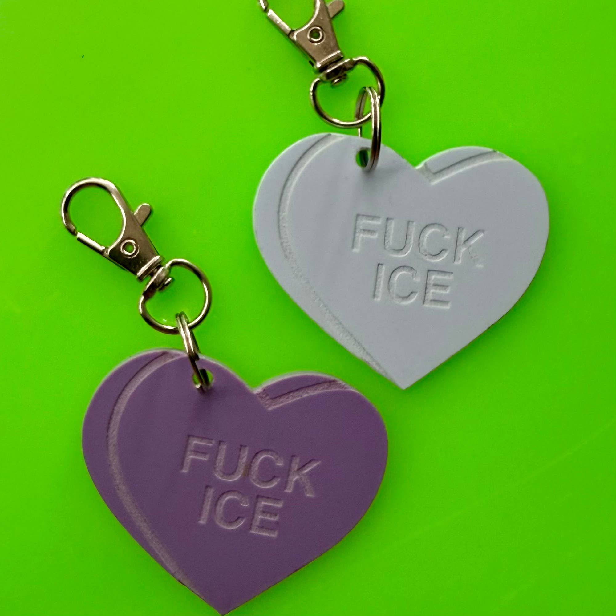 Heart Candy FUCK ICE Keychain Bag Charm: Purple