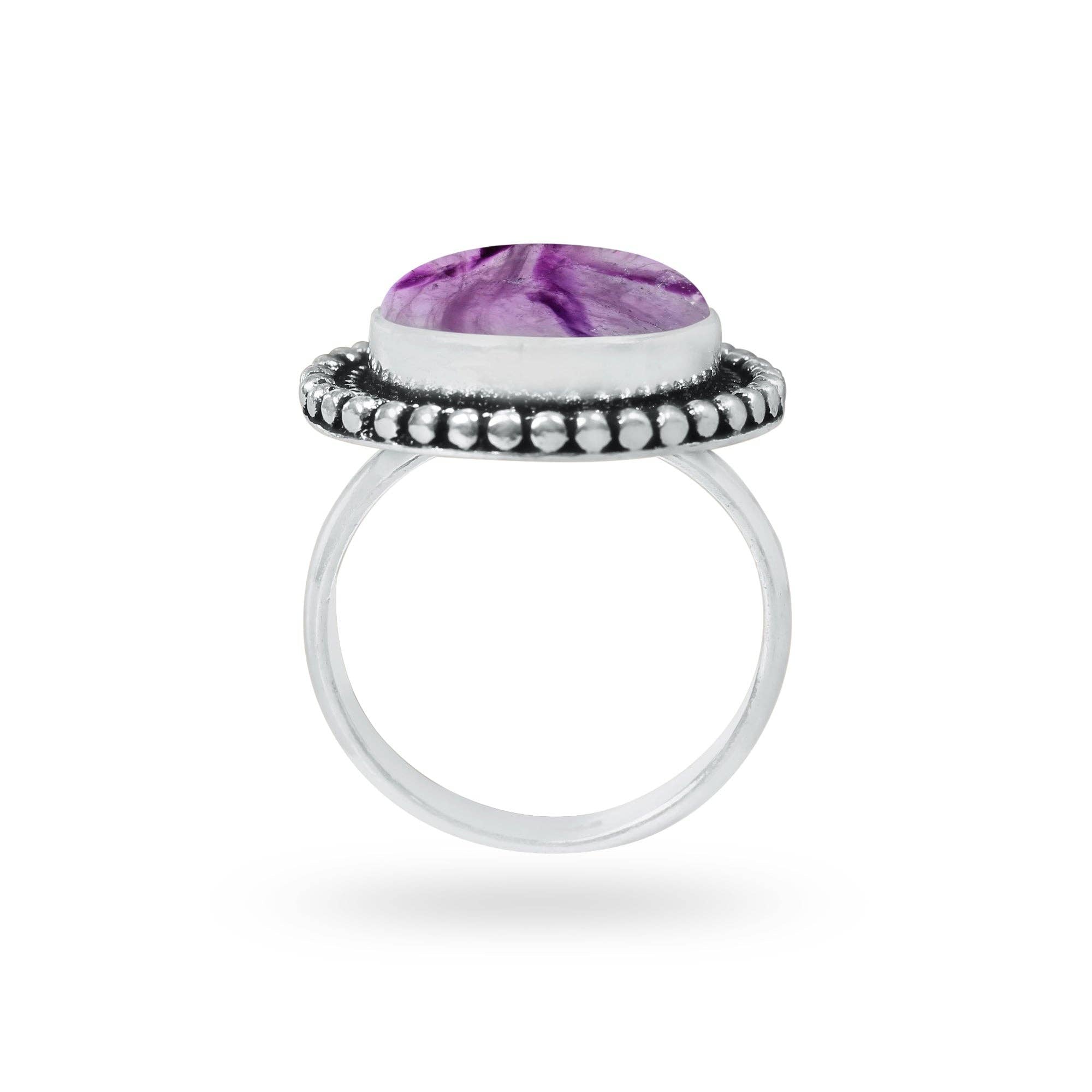 Star Amethyst Rings for Women – Silver-Plated, Handmade, Deep Purple (US Sizes 6–10, Non-Adjustable): 10 Rings