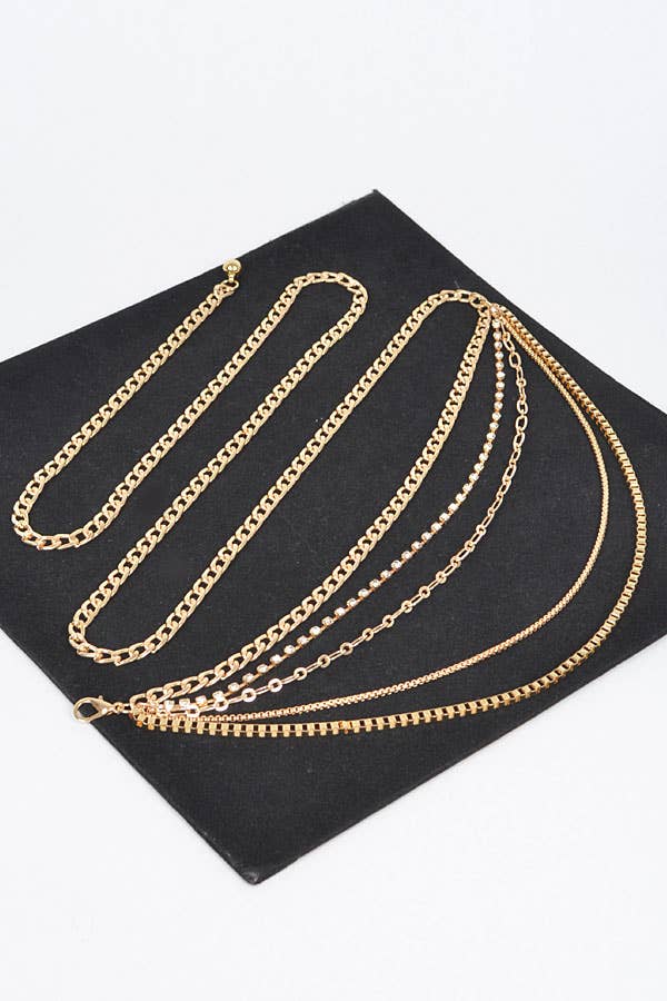 Multi Layered Metal Plus Size Chain Belt gold