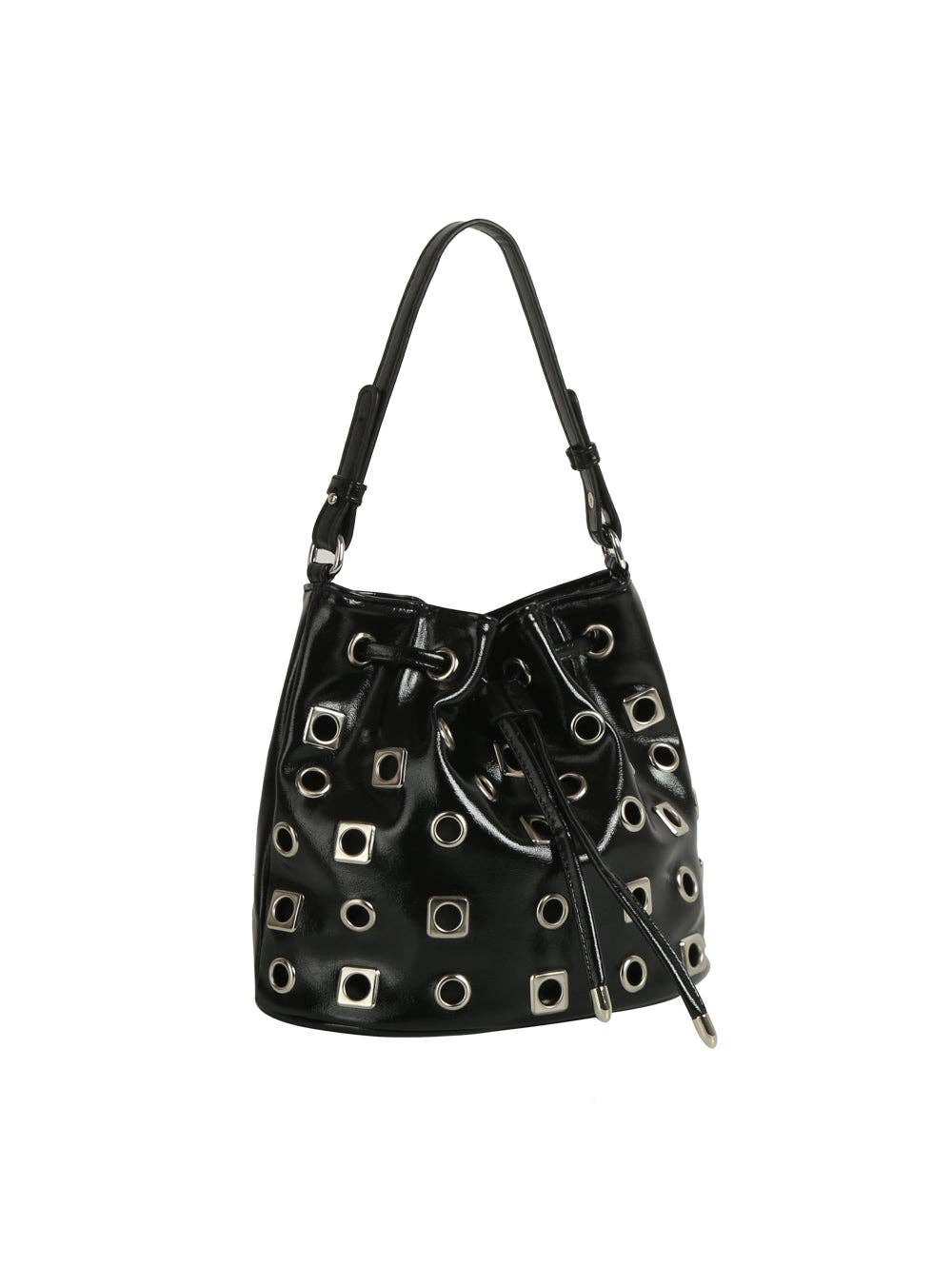 Studded Edge Bucket Bag: Black