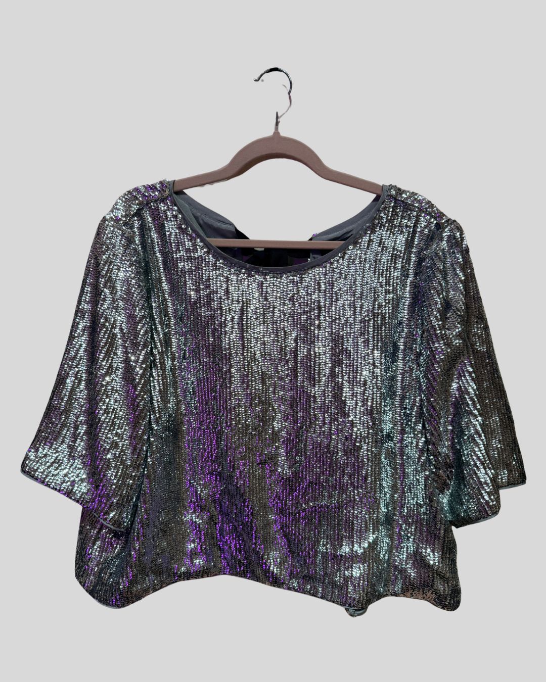 J. Crew Silver Sequin Tie Back Top (14)