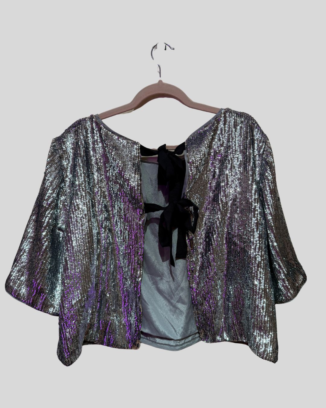 J. Crew Silver Sequin Tie Back Top (14)