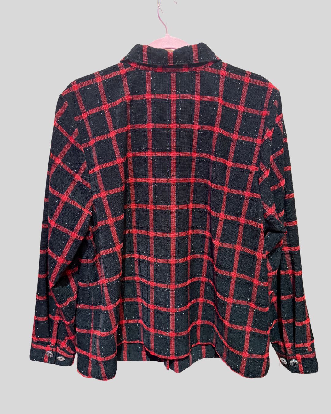 CJ Banks black red plaid shimmer blazer (XL)
