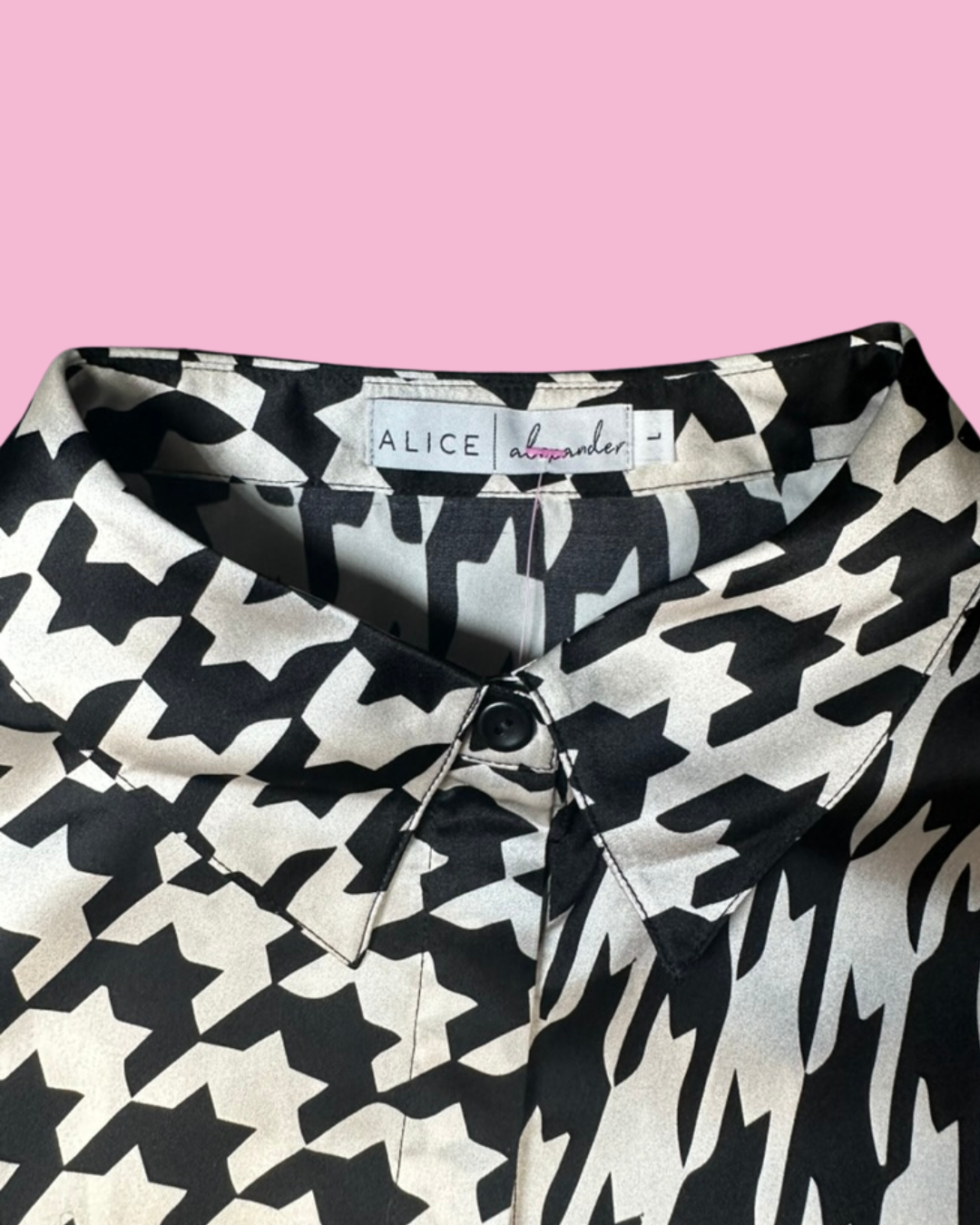 Alice Alexander B&W Houndstooth Top (L)