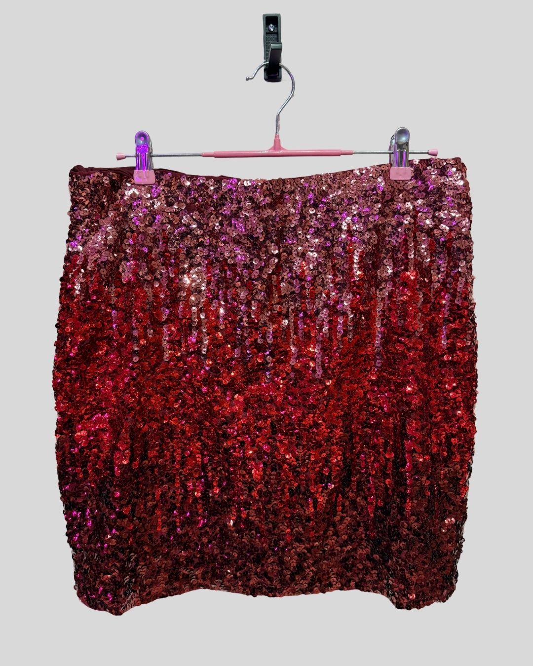 Maner Red Pink Sequin Mini Skirt (XXL)