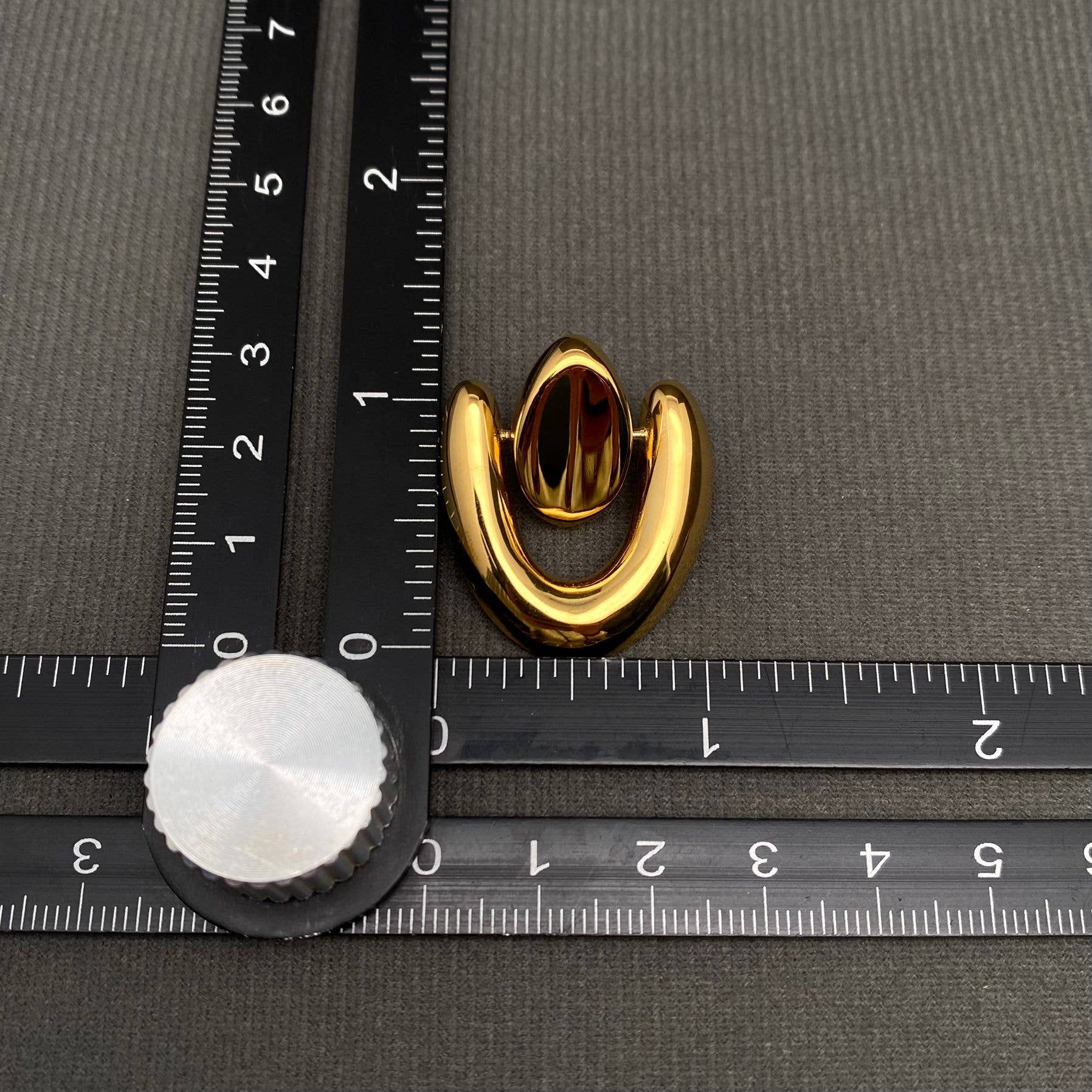 Glossy Geometry 18K Golden Stainless Steel Earrings - FGS