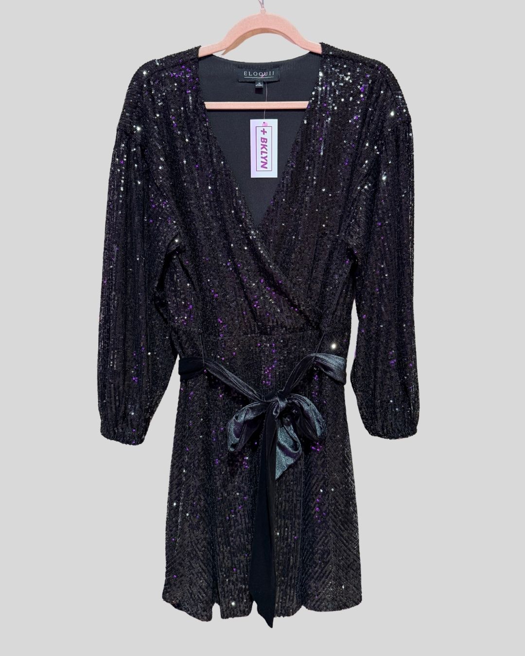 RESALE eloquii black sequin belted dress (16)