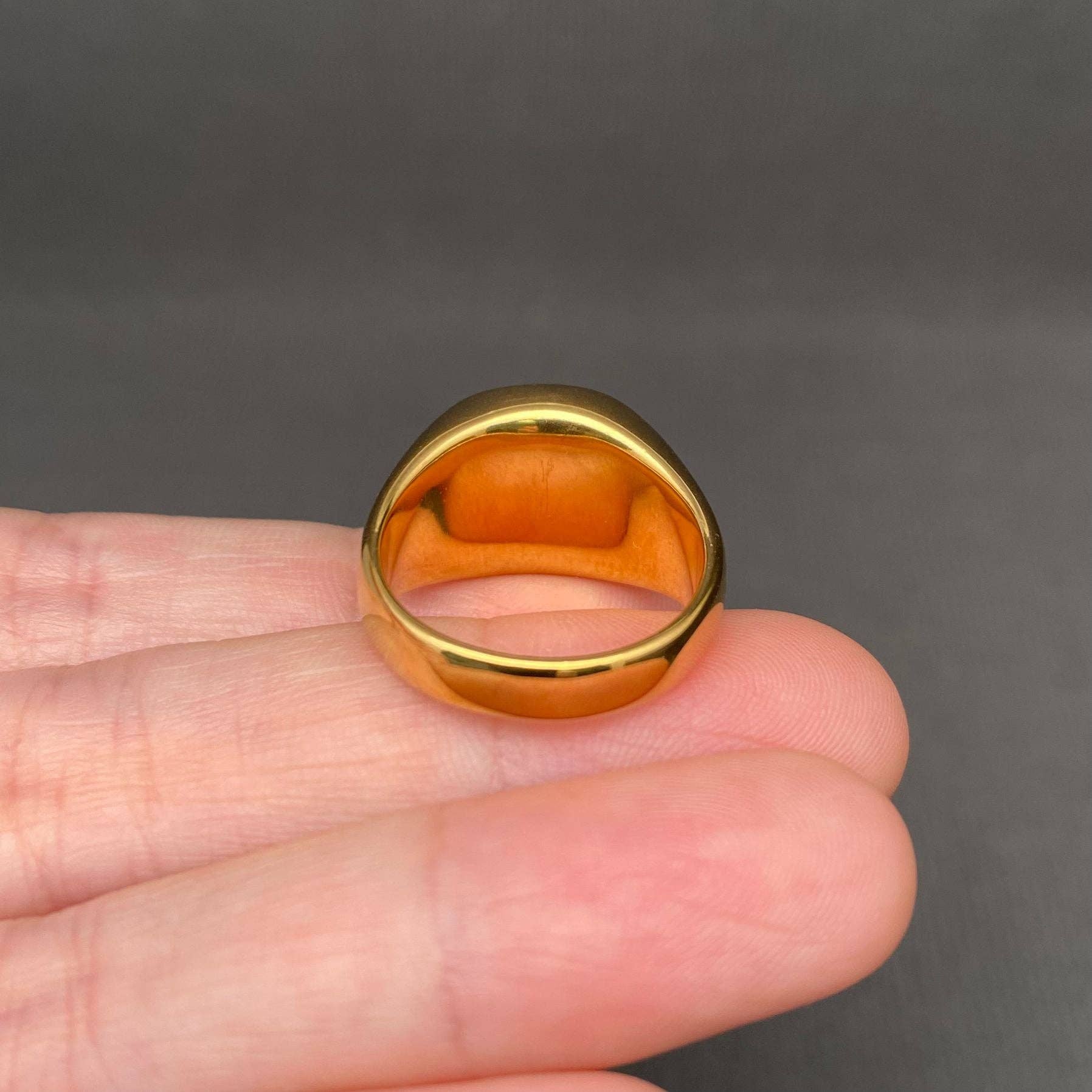 Cat's Eye Stone 18K Gold Plated Stainless Steel Ring - FGS: Green / 10