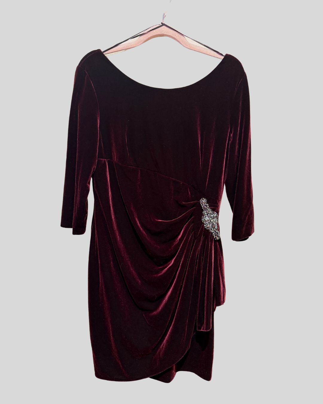 ALEX EVENINGS NWT red velvet embellished dress (14P)