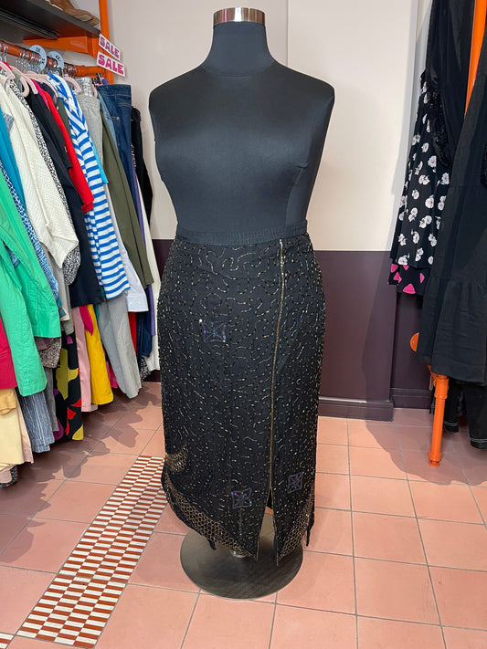 80s Black Beaded Skirt (2x)