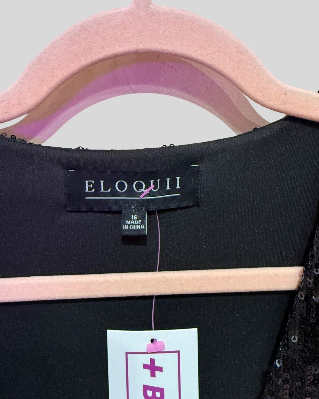 RESALE eloquii black sequin belted dress (16)