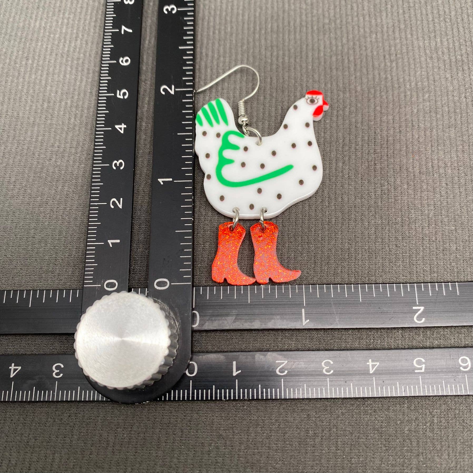 Acrylic Cock Dangle Earrings - YK: Green