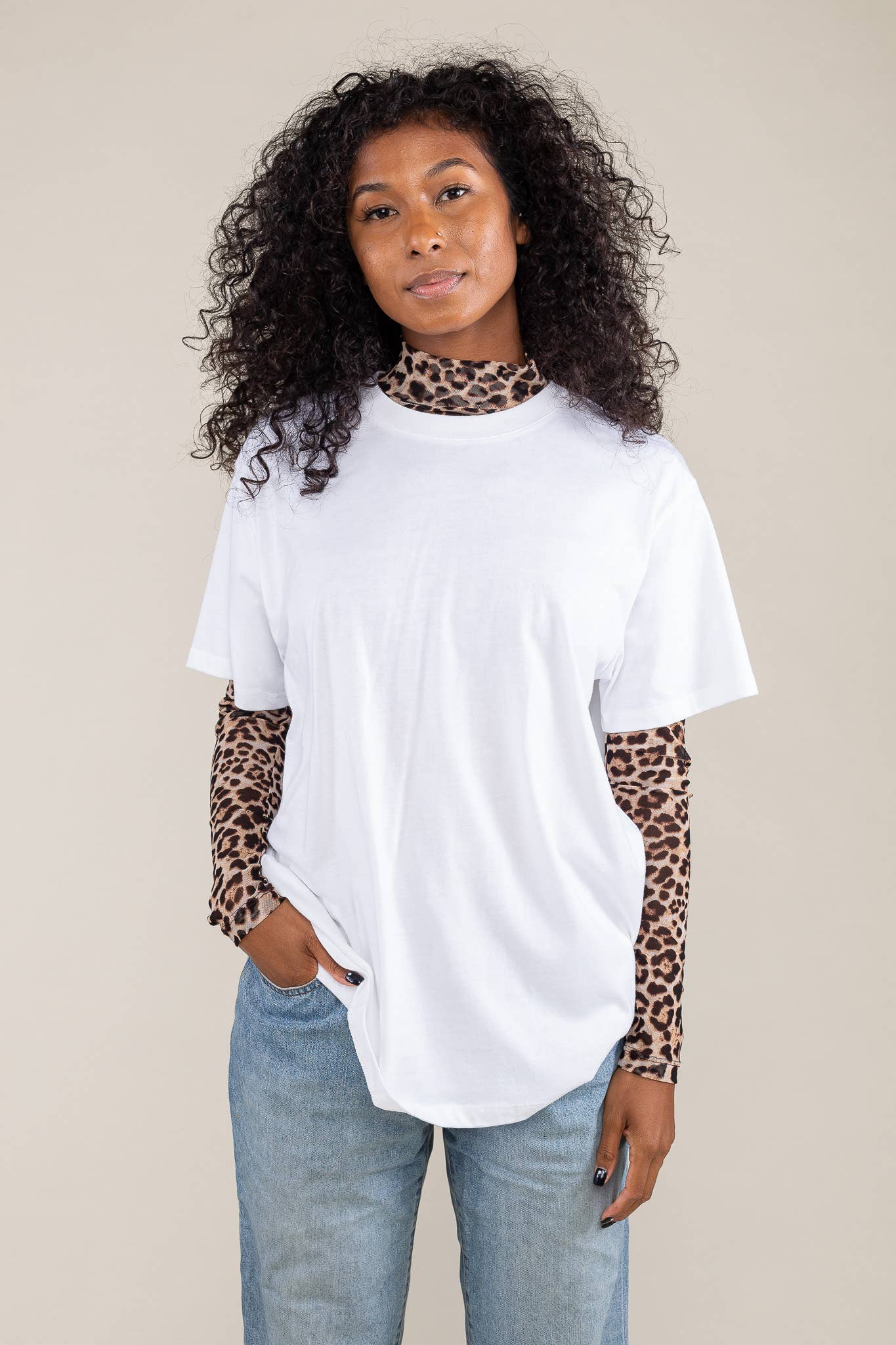 NLT Ami Mesh Print Top Cheetah Long Sleeve 3XL