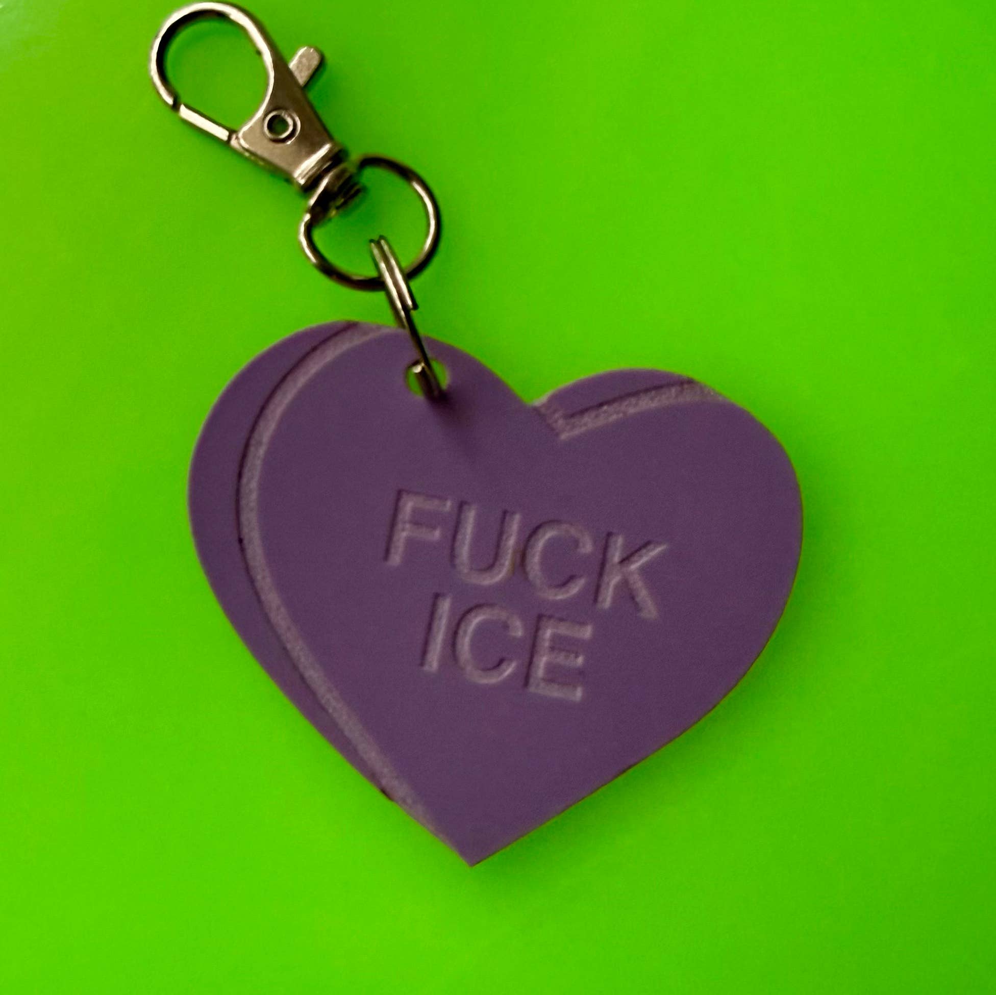 Heart Candy FUCK ICE Keychain Bag Charm: Purple