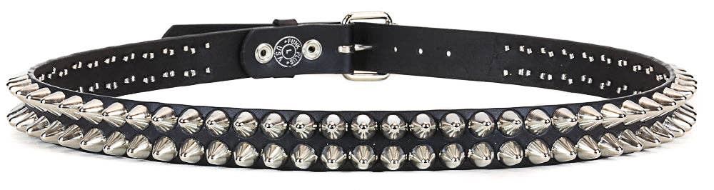 Genuine Leather Two Stud Silver Belt 40-44 Waist