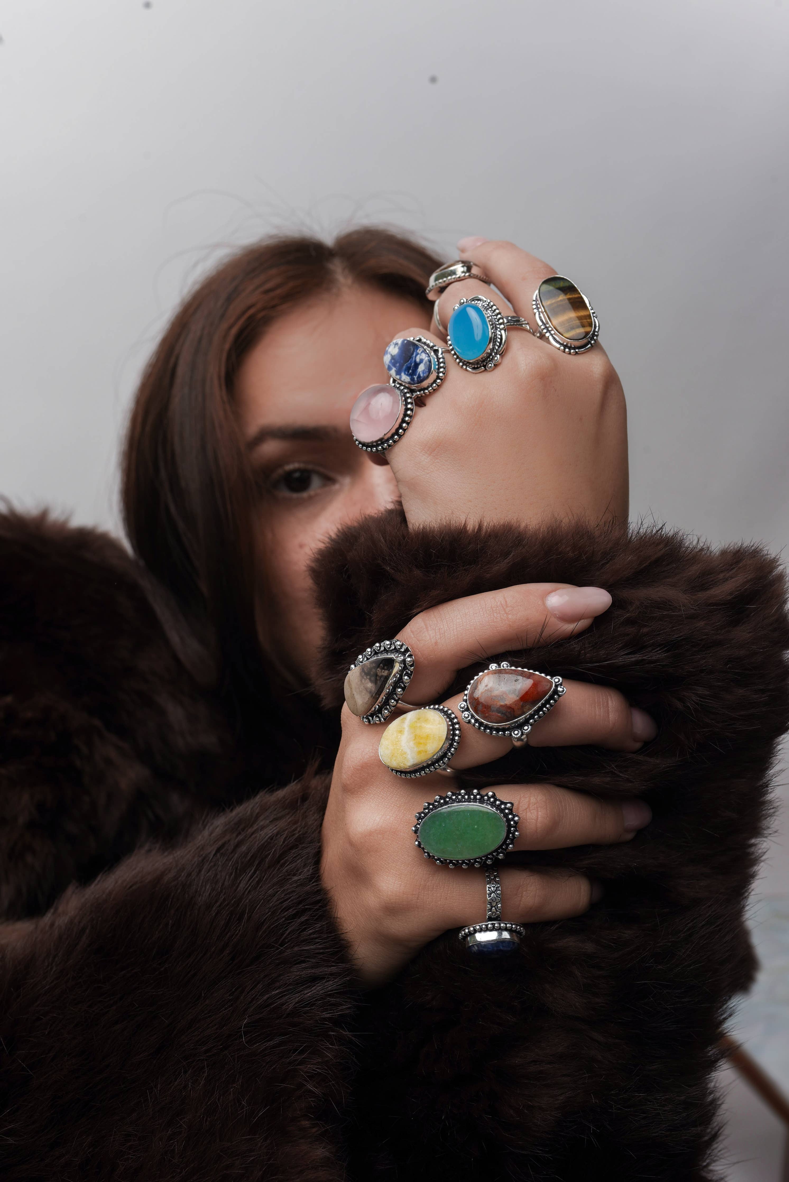 Crystal Rings for Women - Silver Plated, Mixed Sizes, Boho Designs: Gold / 20 Rings / Assorted US 6-10
