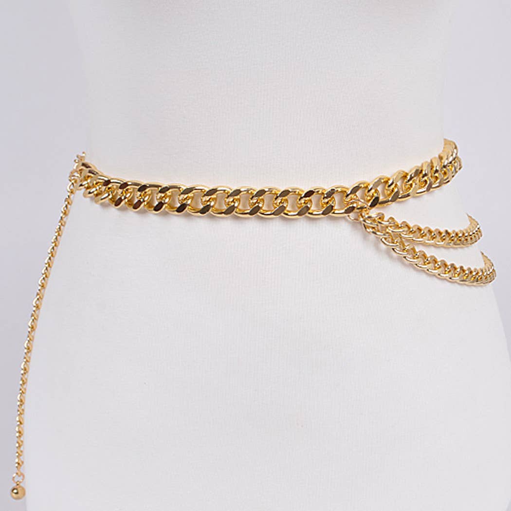 Plus Size Layered Chain Belt: Gold 37-56 waist