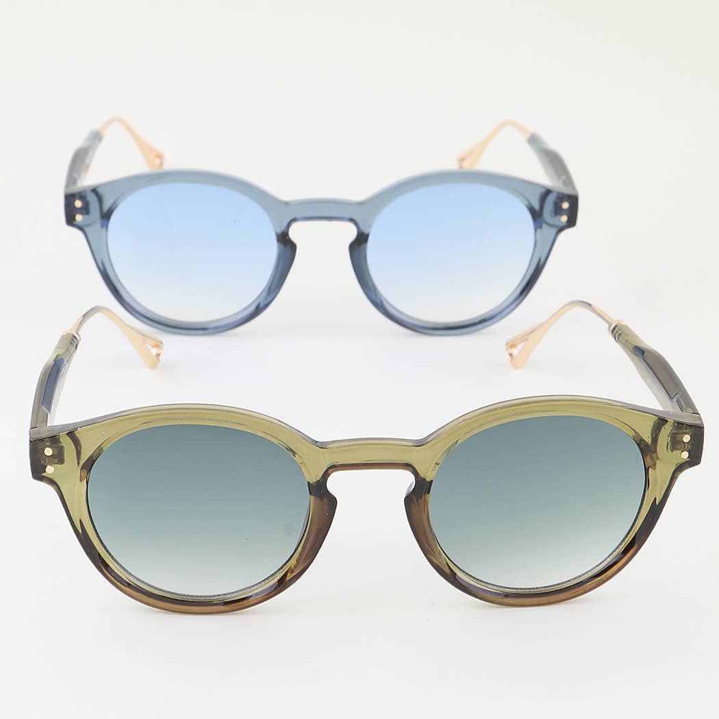 Double Bolted Pillar Round Sunglasses: MIX