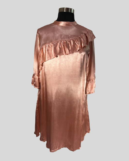 ASOS Pink Satin Ruffle Dress (16)