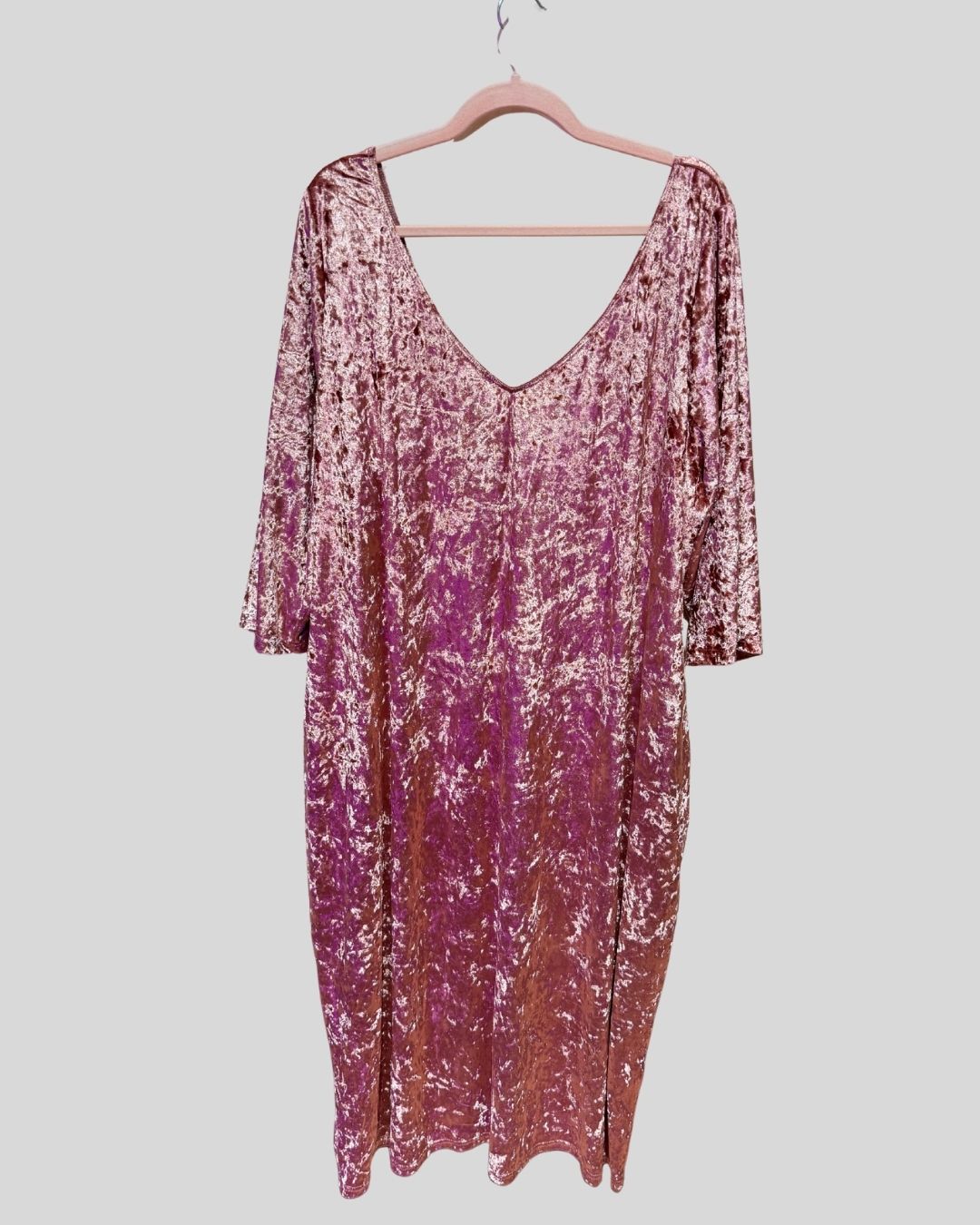 Peridot Pink Crushed Velvet Dress (4X)