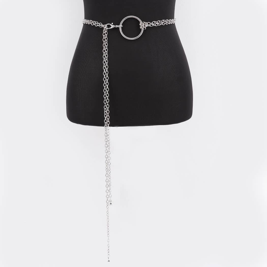 Circle Buckle Layered Chain Waist Belt: SL