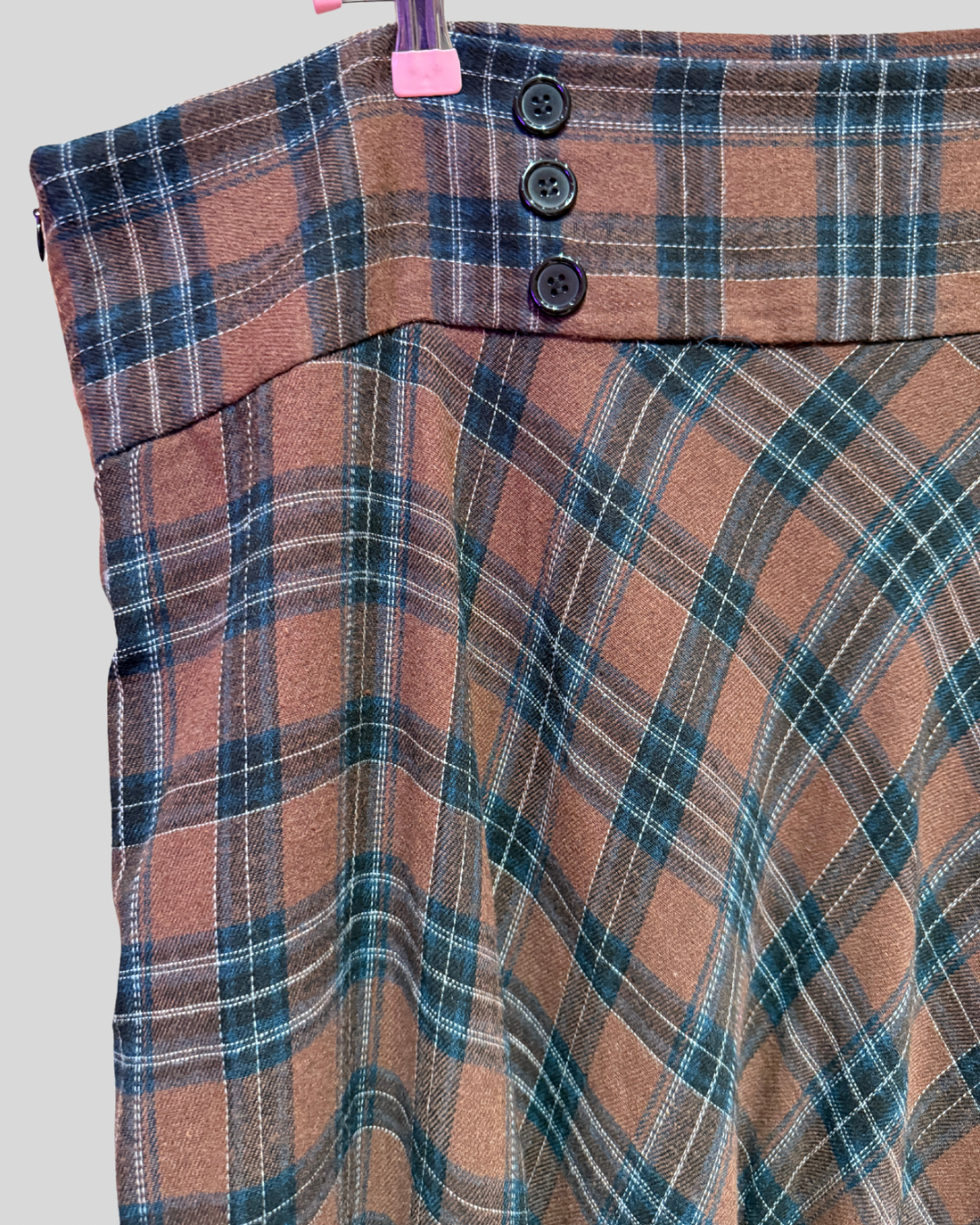 Emery Rose Brown Plaid Maxi Skirt (fits 3X)