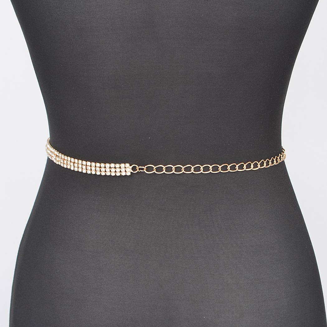 Rhinestone Plus Size Chain Belt Silver