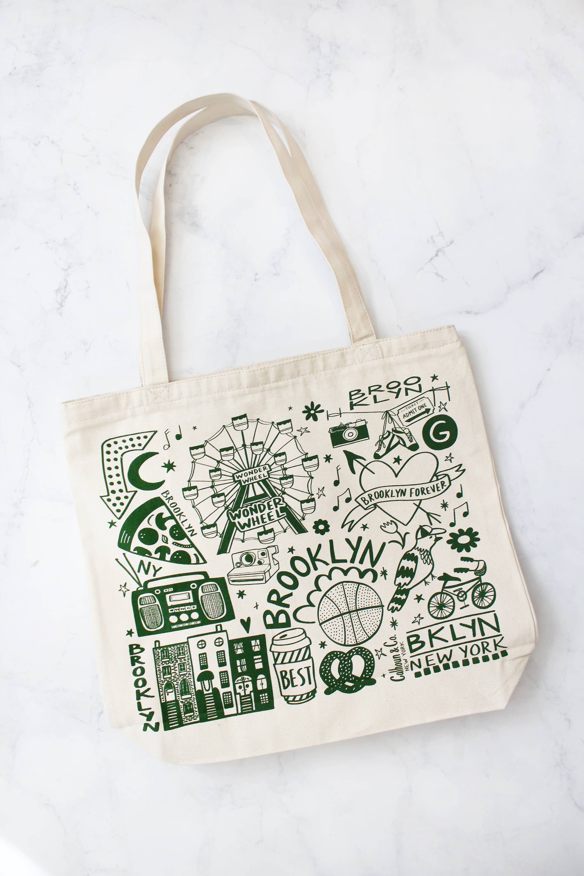 Brooklyn Canvas Tote Bag with Zipper Closure