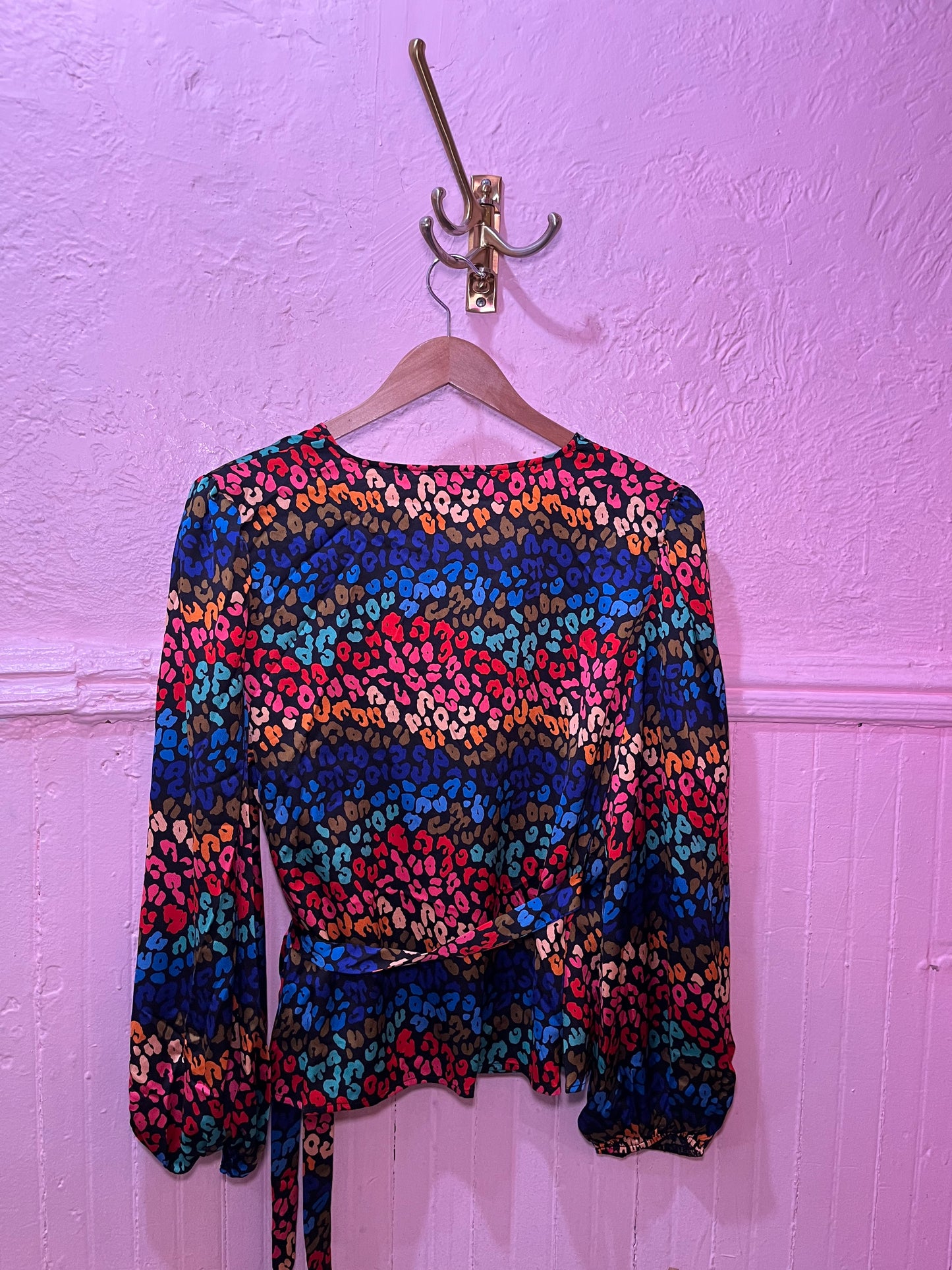 NEVER FULLY DRESSED Rainbow Leopard Wrap Top