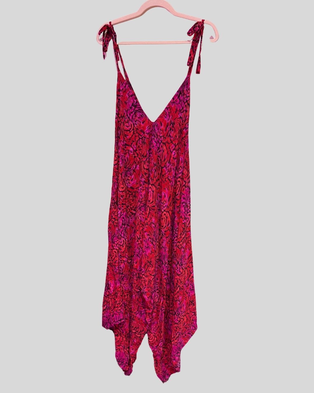 Unbranded Pink/Red Swirl Tank Jumpsuit (1/2x)