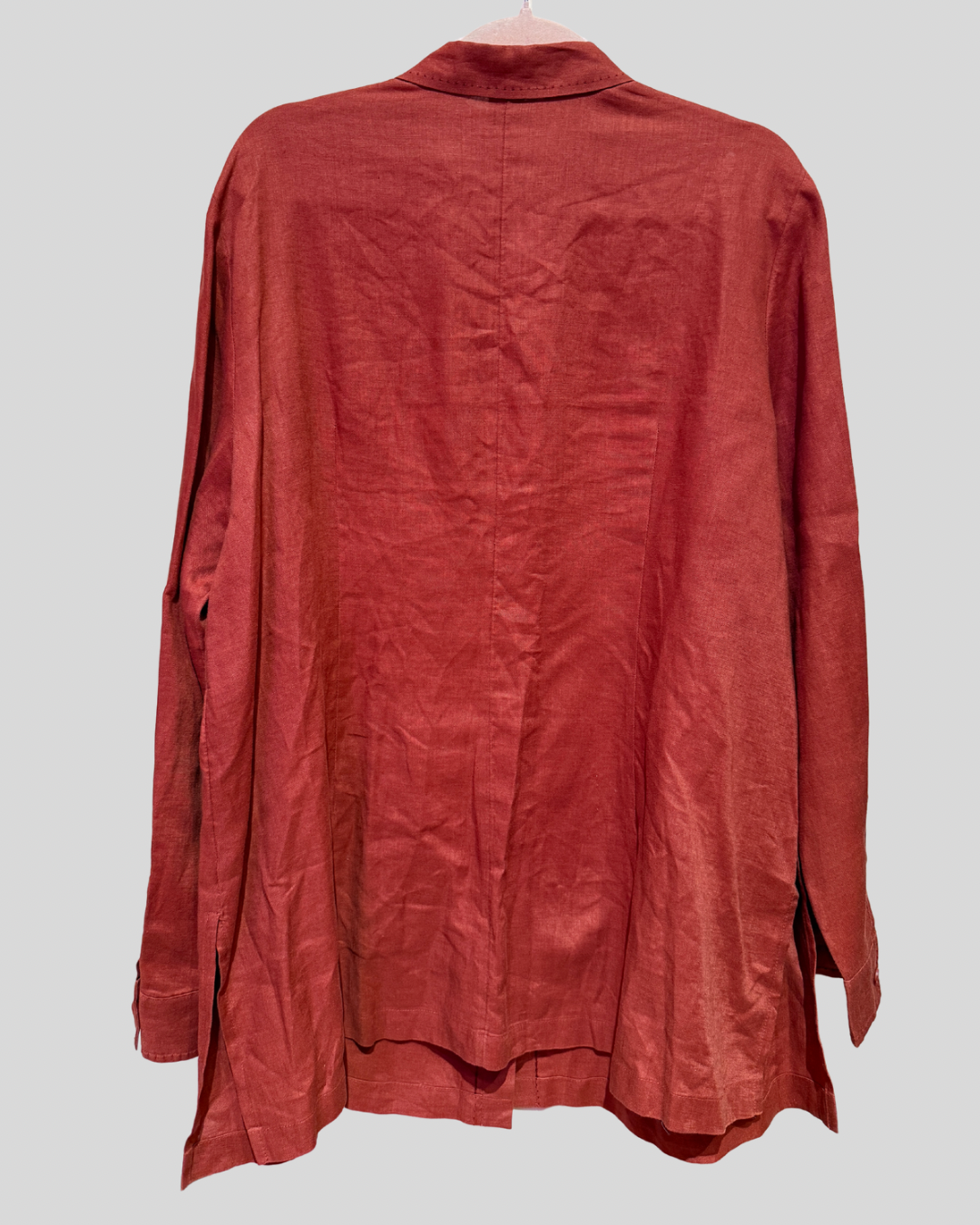 Vintage Venezia Linen Rust Red Button Down Shirt (18/20)