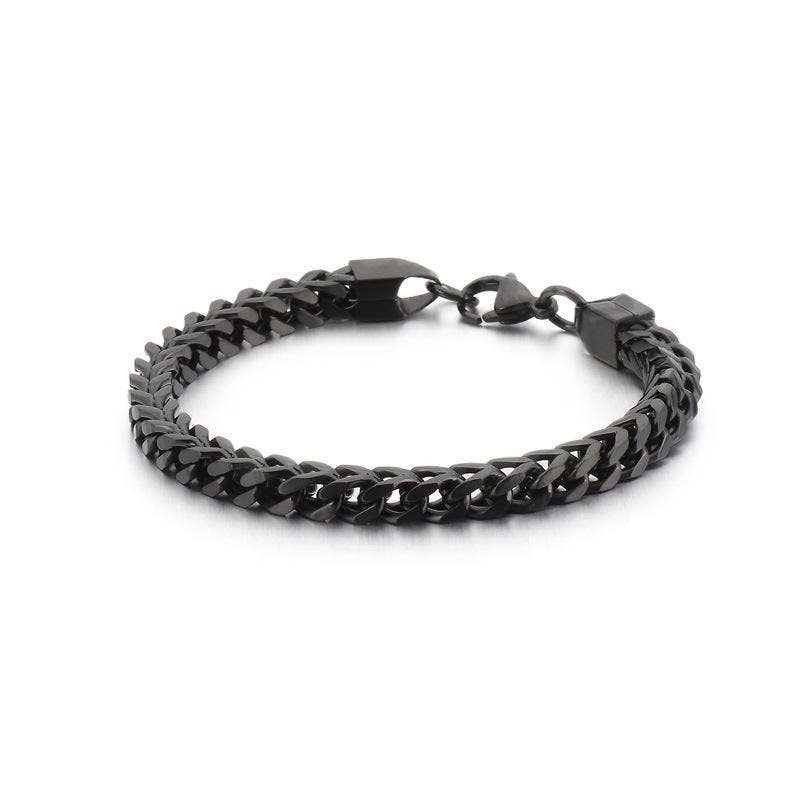 Man Stainless Steel Double Layer Cuban Chain Bracelet -MJ/BC: Golden / 3mm * 20mm