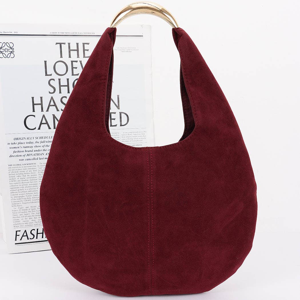 Faux Blk Suede Leather Hobo Bag: BK